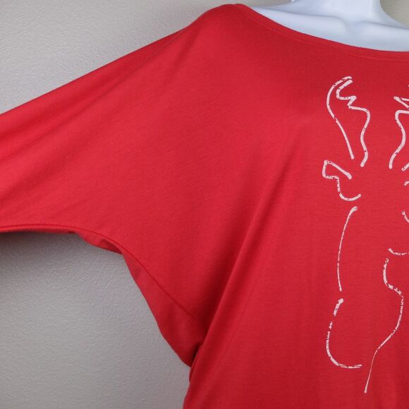 Gabrielle's Red Reindeer Long Sleeve Top Size Large - Picture 3 of 5